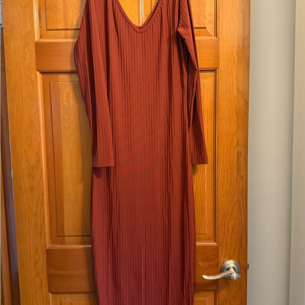 SHEIN Rust Long Sleeve Dress